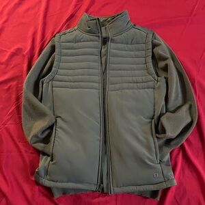 Kids Olive Puffer Jacket Set w Mock sweater